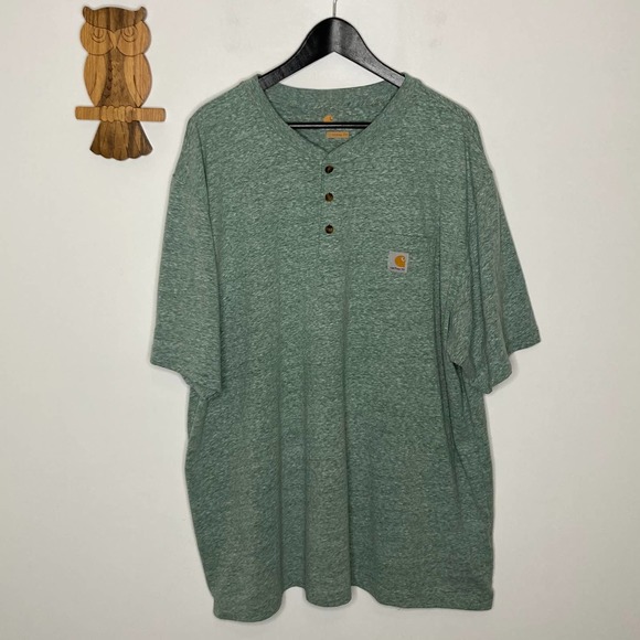 Carhartt Other - Carhartt Original Fit heathered green henley short sleeve shirt